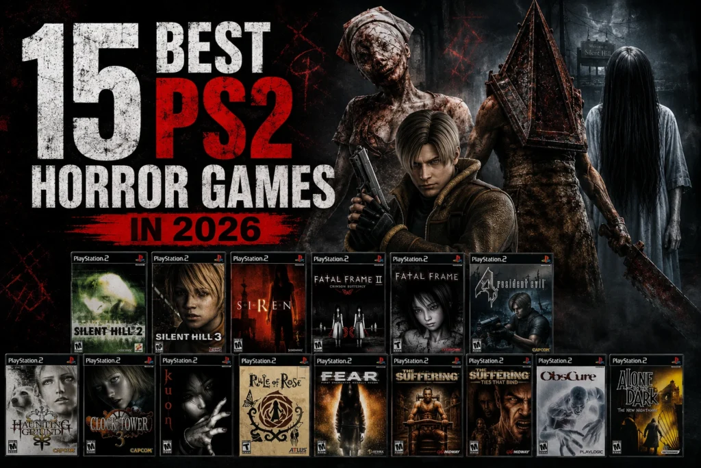 15 best PS2 horror games in 2026 featuring Silent Hill, Resident Evil, Fatal Frame, Siren, and other classic PlayStation 2 horror games